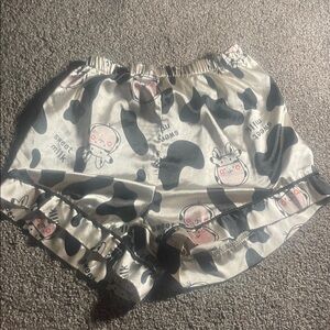 Cute Cow Print Satin Shorts